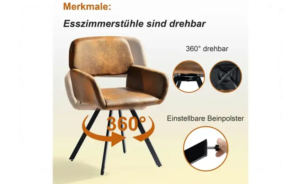 Armlehnstuhl 2er-Set 360° drehbar| Outlet