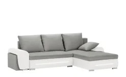 Best Ecksofa mit Beleuchtung und Schlaffunktion Emma Weiß,Hellgrau