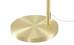 Best KHG Bogenleuchte, 1-flammig, messing/ Rattan-Schirm Braun,messingfarben,Beige