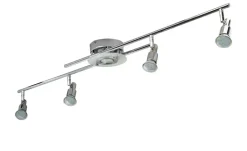 Hot KHG LED- Deckenspot, 5- flammig, chrom verchromt,transparent,satiniert,glänzend,silberfarben