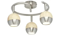 Best KHG LED-Spot, 3-flammig mit Holz matt,silberfarben,holzfarben
