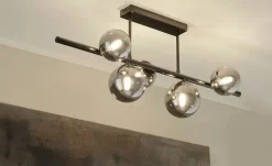 Deckenleuchte, 5-flg. schwarzchrom/Rauchglas|Meisterleuchten