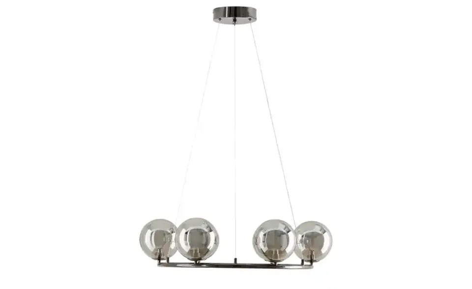 Meisterleuchten Kronleuchter|Led-Deckenlampen^LED-Krone 6-flammig, schwarzchrom/Rauchglas