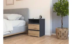 Best Nachttisch Dunkelgrau,Eiche Artisan (Nachbildung)