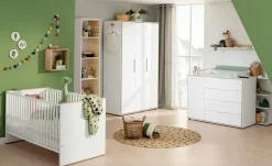 PAIDI Kleiderschrank Lieven Weiß,Eiche (Nachbildung)