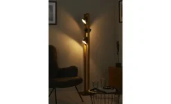 Trio Stehlampen^Stehleuchte, 4-flammig, Nickel antik/Pinienholz